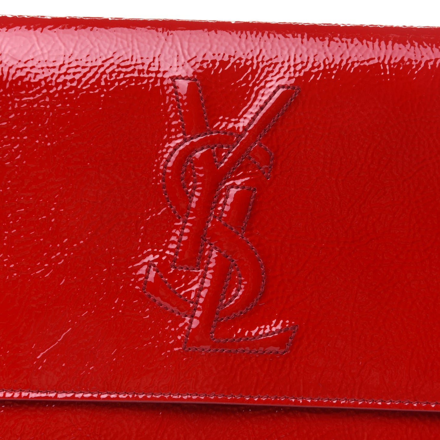 Textured Patent Monogram Large Belle De Jour Clutch Red