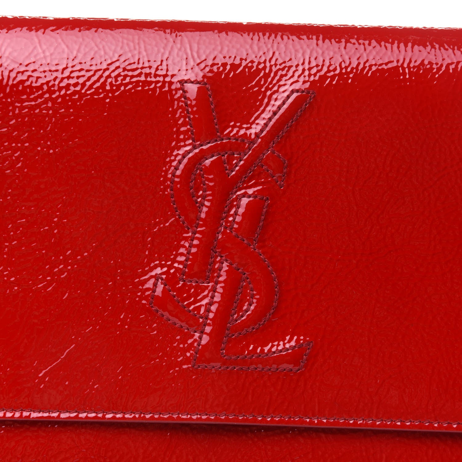 Saint Laurent Textured Patent Monogram Large Belle De Jour Clutch Red 6 of 10
