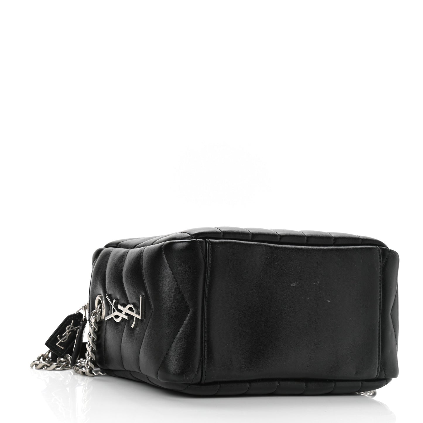 Calfskin Y Quilted Monogram Small Loulou Bowling Bag Black