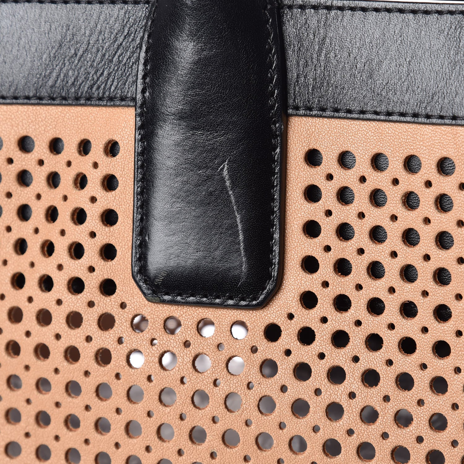 Chloe Sheepskin Perforated Alison East West Tote Tan Black 18 of 18