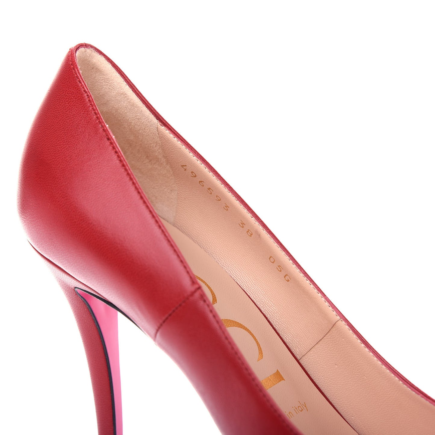 Nappa Removable Crystal Heart Pumps 38 Red