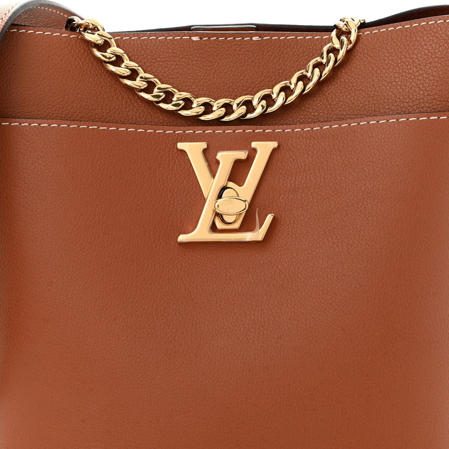 Calfskin Lock and Walk Bucket Cognac