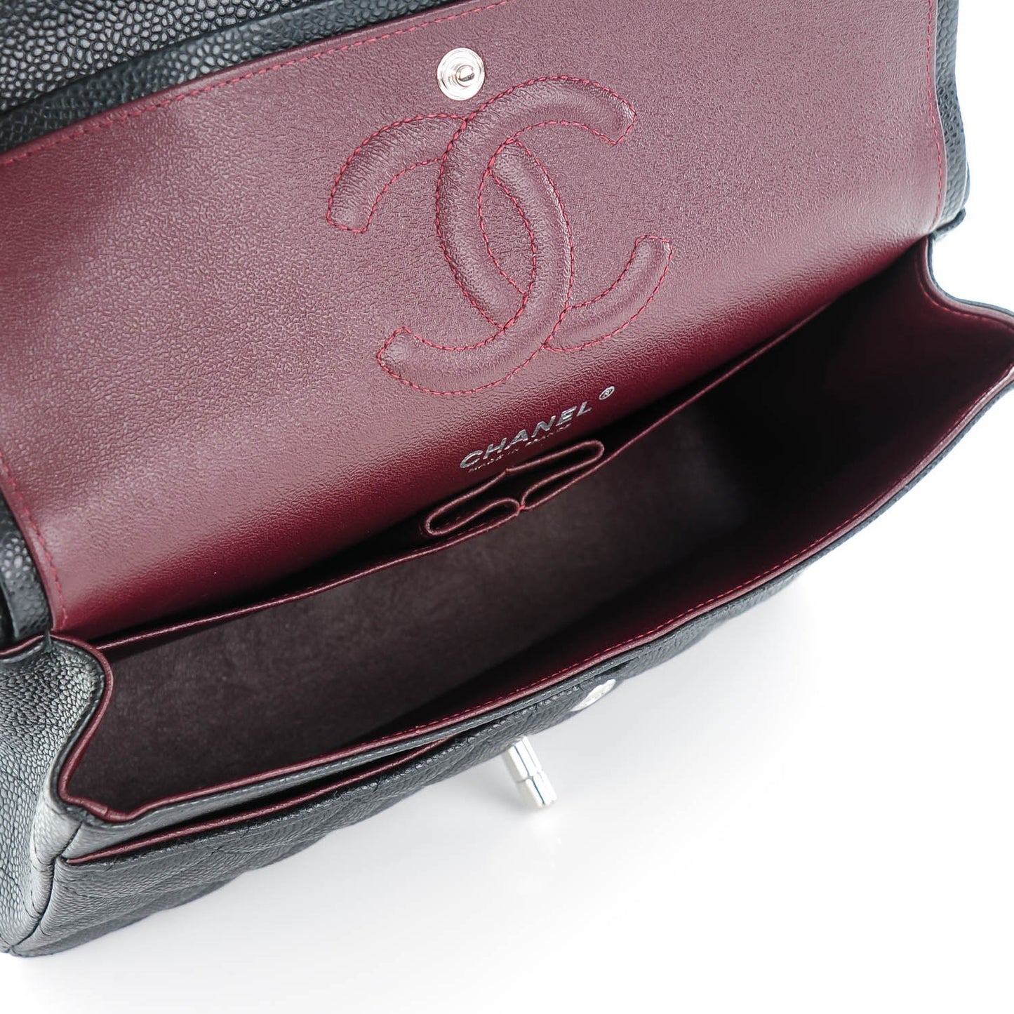 Caviar Quilted Medium Double Flap Black