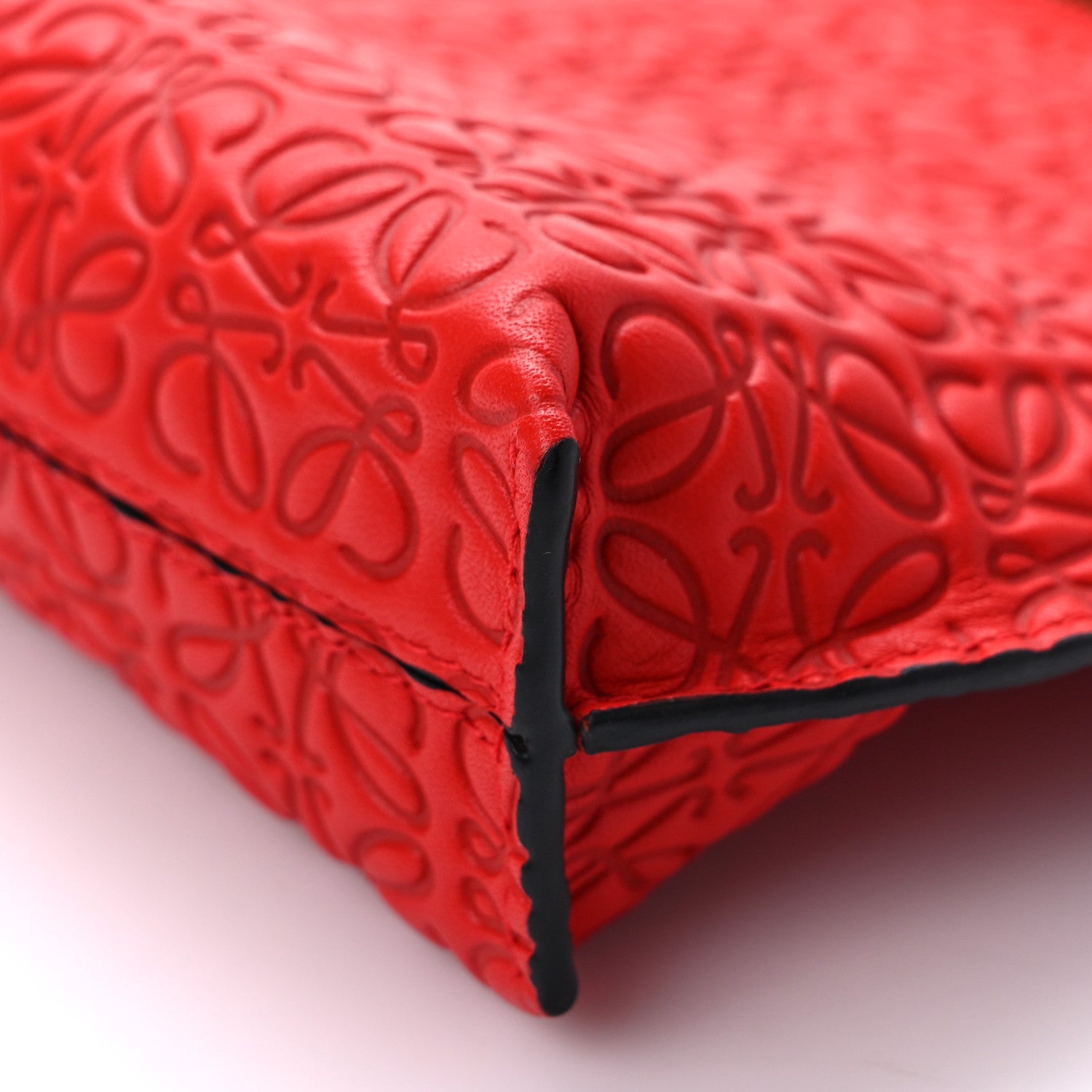 Loewe Calfskin Embossed Mini Repeat T Crossbody Bag Red 9 of 9