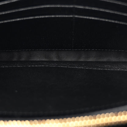 Saint Laurent Grain De Poudre Matelasse Chevron Monogram Chain Wallet Black 6 of 12