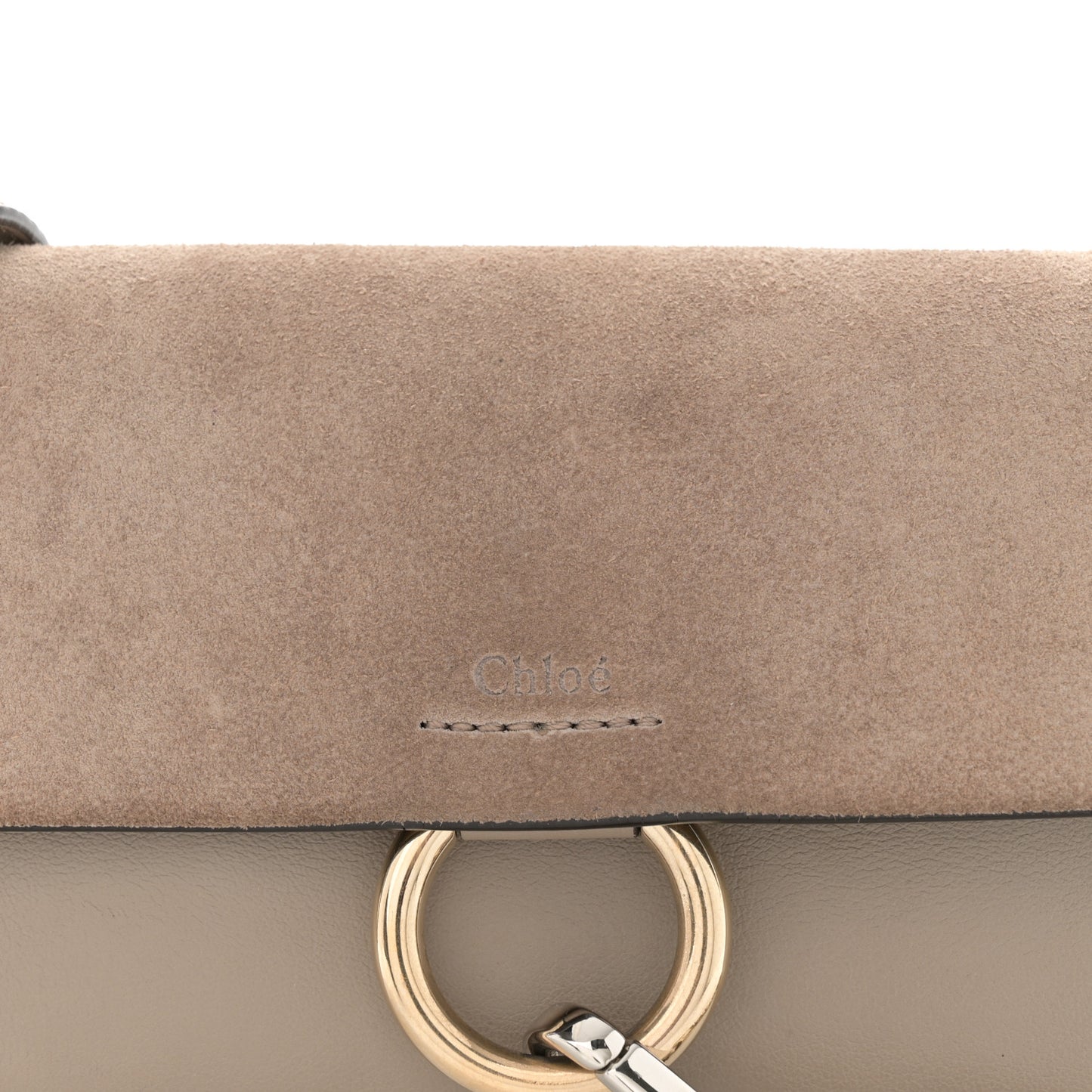 Suede Calfskin Small Faye Shoulder Bag Motty Grey