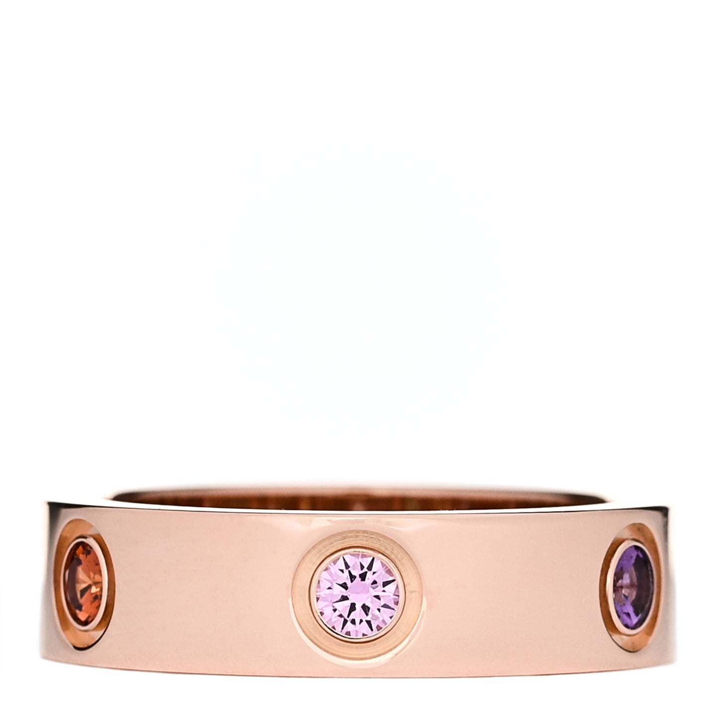 18K Pink Gold Sapphire Garnet Amethyst 5.5mm LOVE Ring 53 6.5