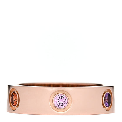 Cartier 18K Pink Gold Sapphire Garnet Amethyst 5.5mm LOVE Ring 53 6.5 1 of 5