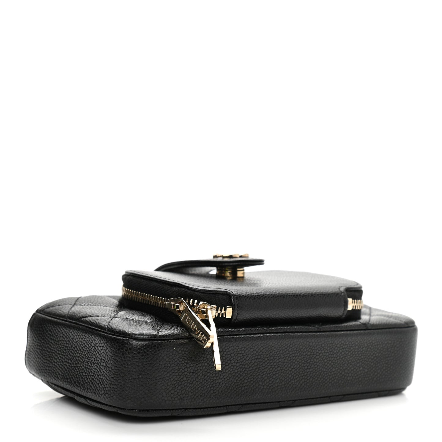 Caviar Quilted Business Affinity Phone Holder With Chain Black