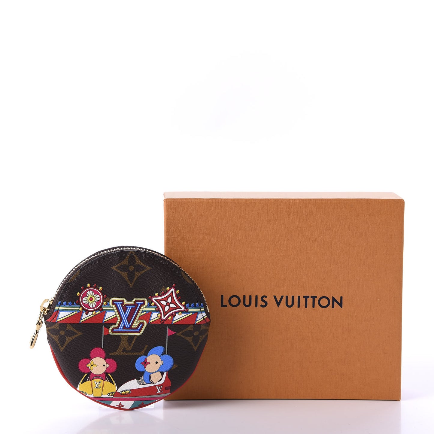 Monogram 2020 Christmas Animation Bumper Cars Round Coin Purse Coquelicot