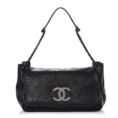 Chanel Calfskin Diamond Stitch Accordion Flap Black 1 of 8