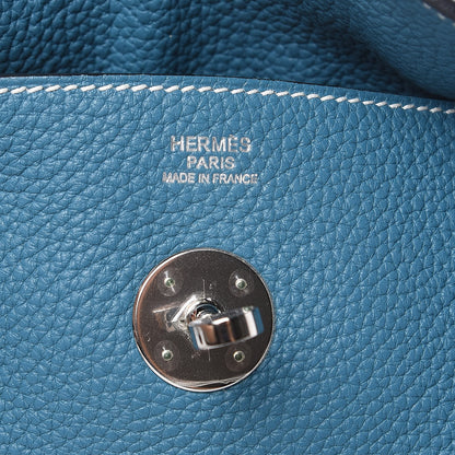 Hermes Taurillon Clemence Lindy 30 Blue Jean 6 of 12