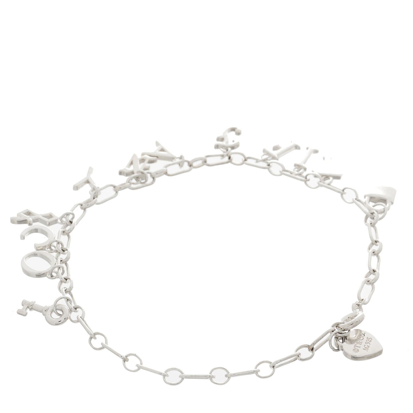 Sterling Silver Enamel Love Notes Logo Charm Bracelet Blue
