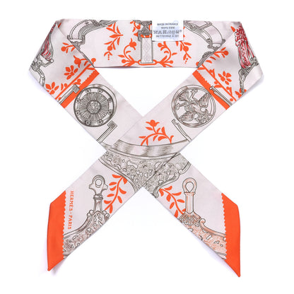 Hermes Silk Etriers Remix Twilly Verveine Orange Kaki 1 of 4