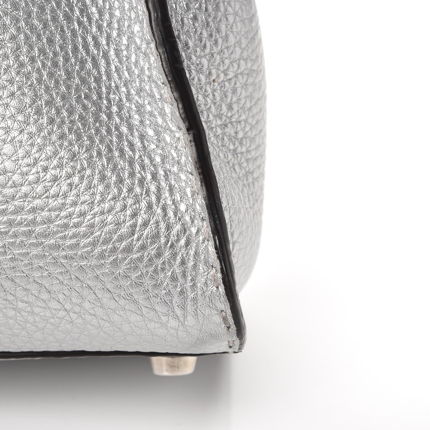 Cuoio Romano Lux Selleria Medium Peekaboo Iconic Satchel Argento