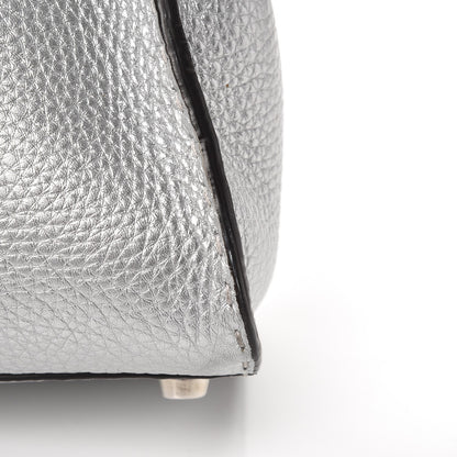 Fendi Cuoio Romano Lux Selleria Medium Peekaboo Iconic Satchel Argento 9 of 10