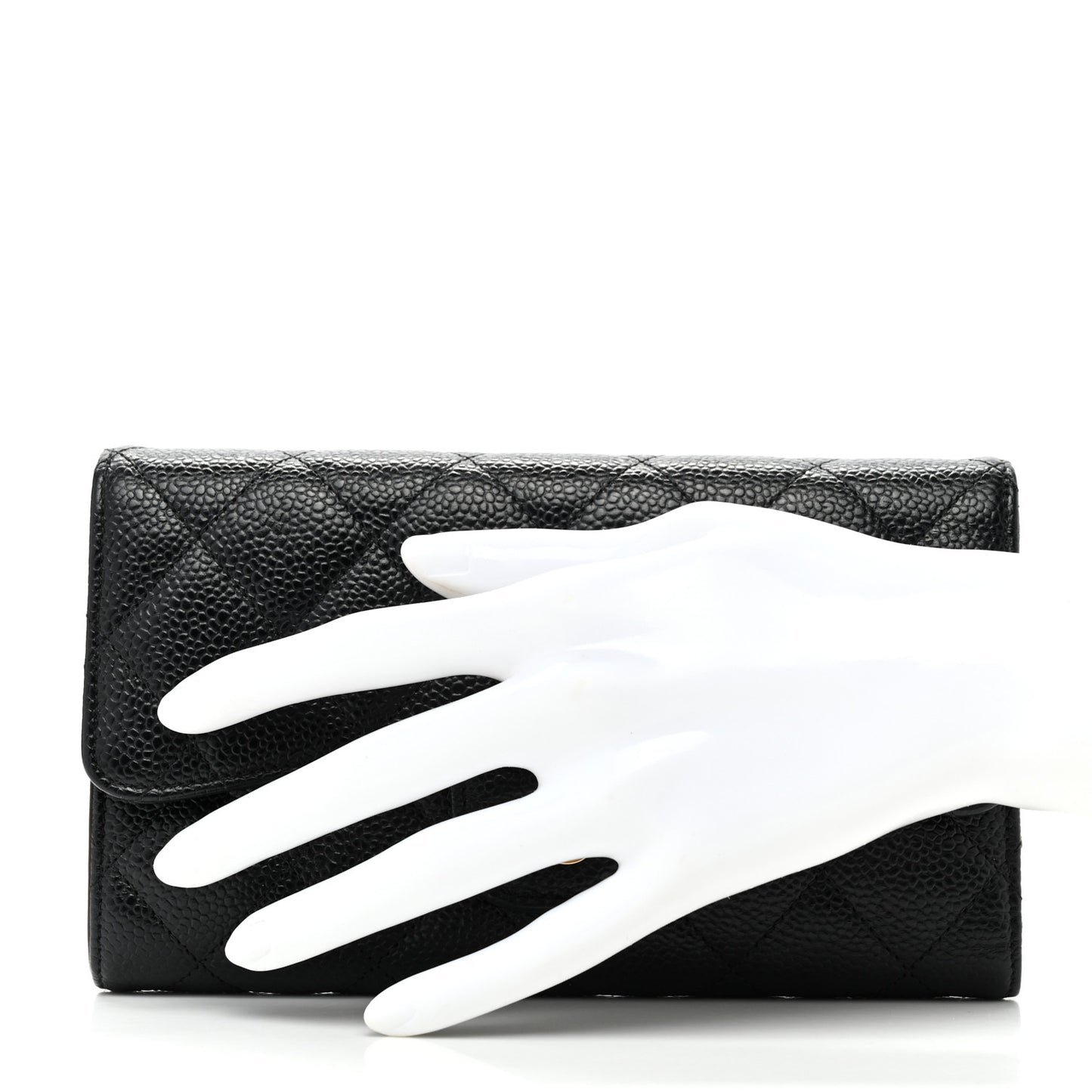 Caviar Quilted Large Flap Wallet Black