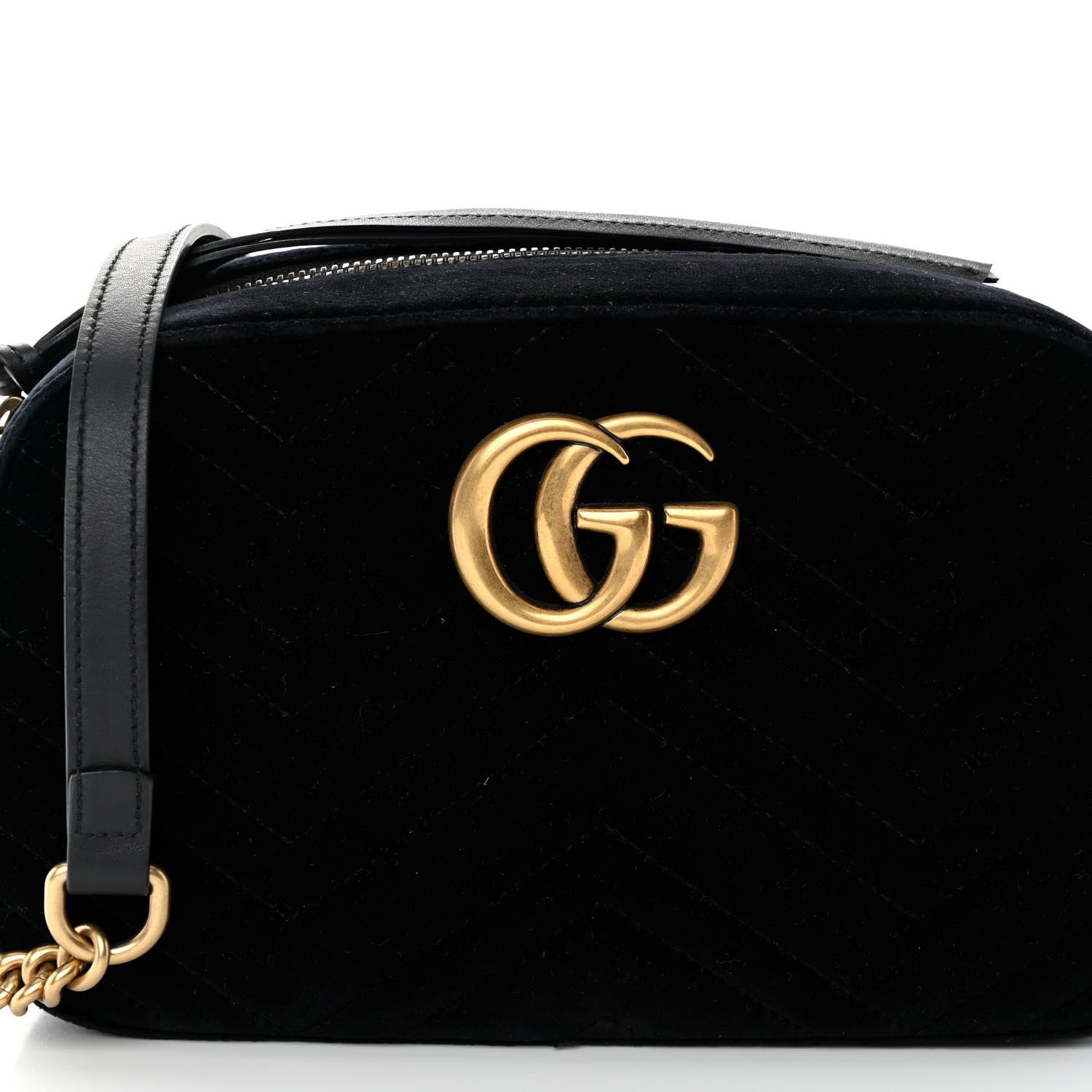 Gucci Velvet Matelasse Small GG Marmont Chain Shoulder Bag Black 8 of 11