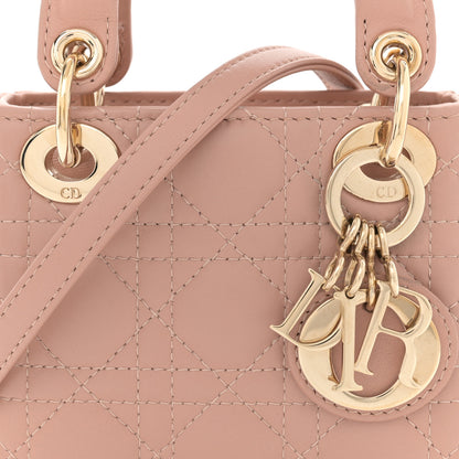 Christian Dior Lambskin Cannage Micro Lady Dior Rose Des Vents 8 of 11