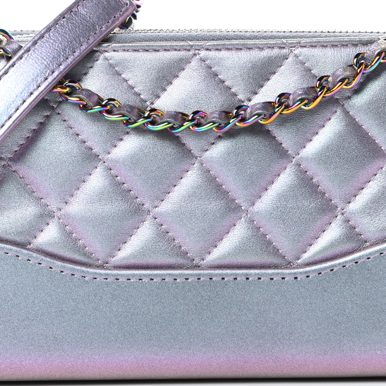 Chanel Iridescent Lambskin Calfskin Quilted Small Gabrielle Clutch With Chain Light Purple 11 of 16