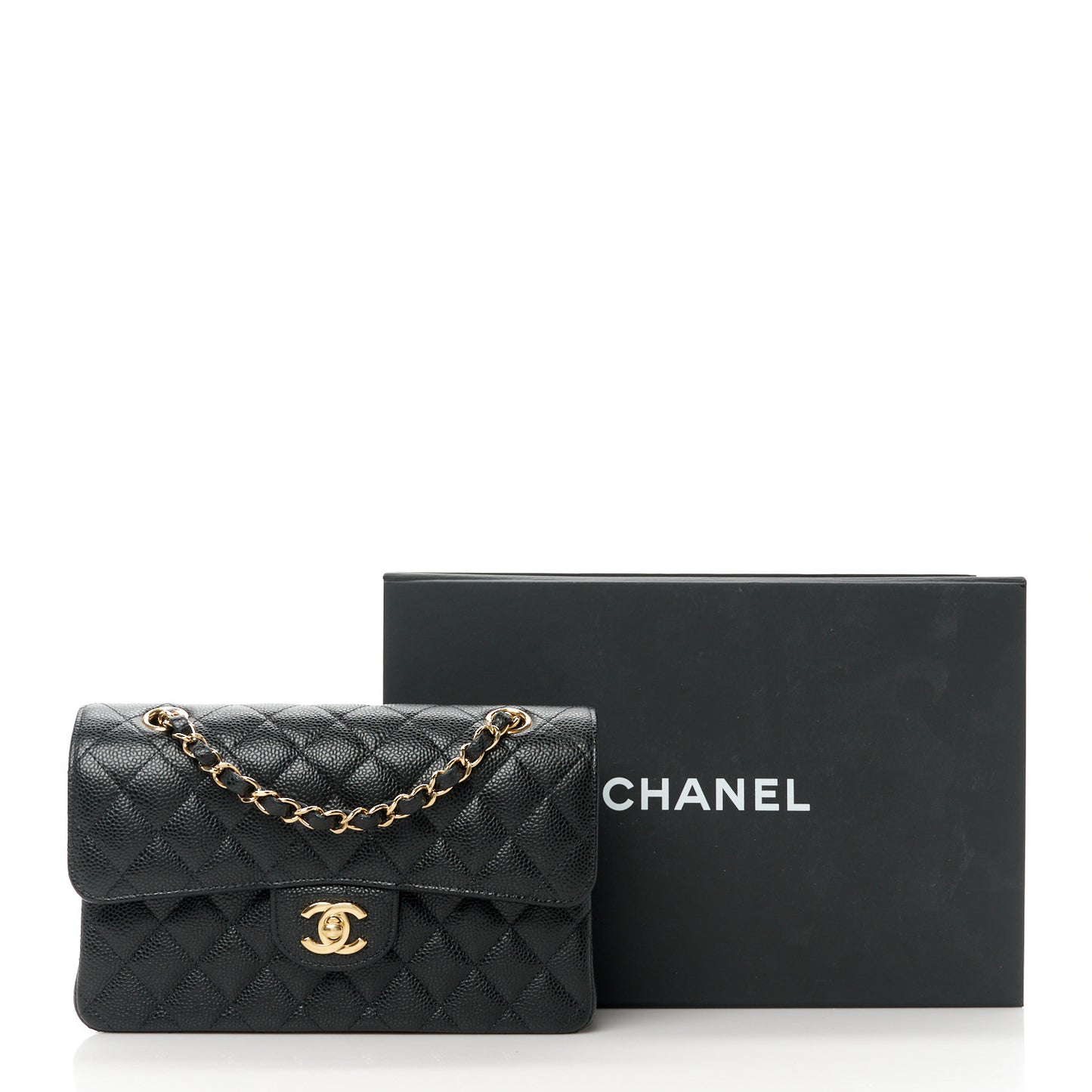 Caviar Quilted Small Double Flap Black