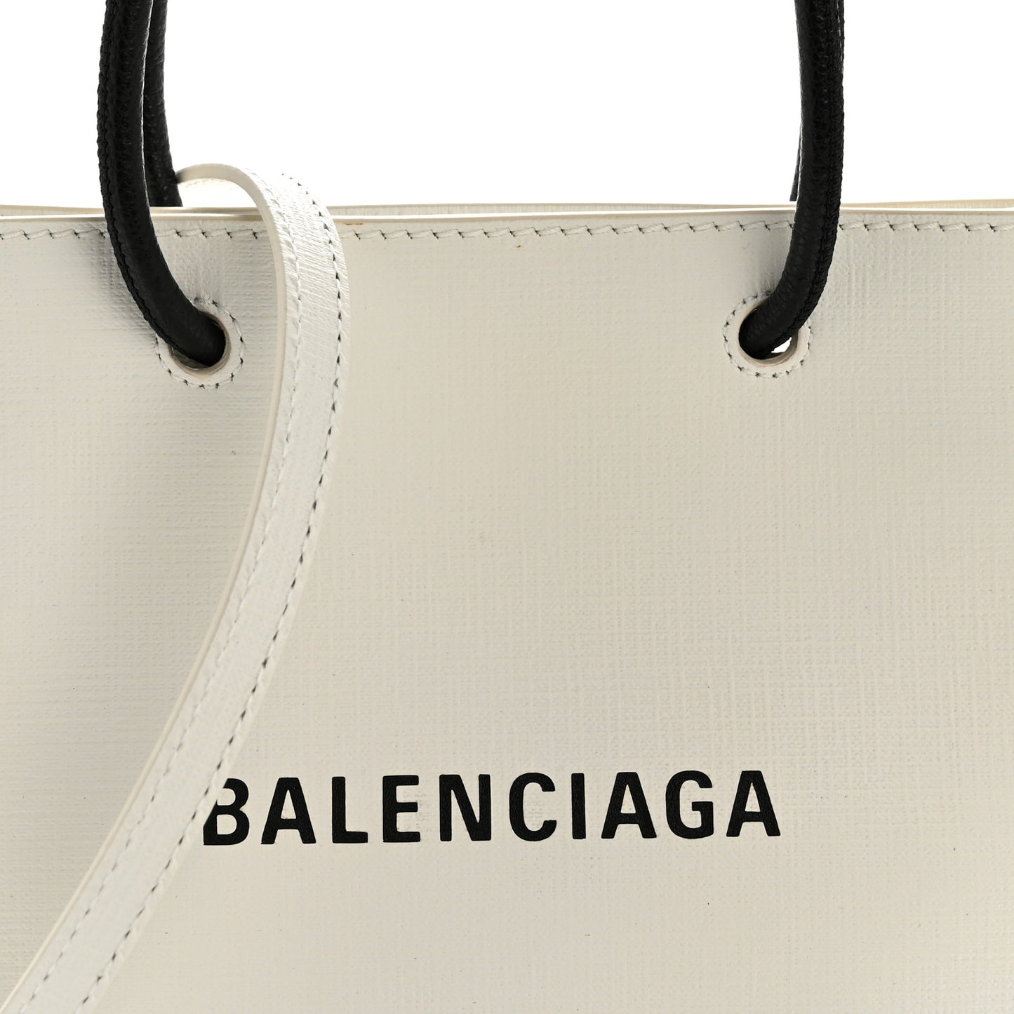 Squared Calfskin Logo North South Shopper Tote XXS White