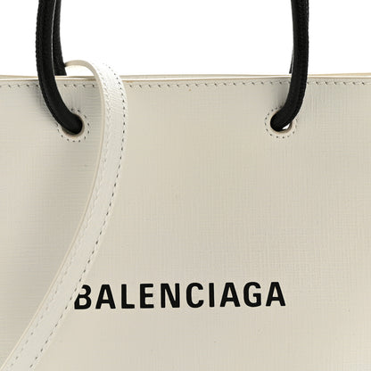 Balenciaga Squared Calfskin Logo North South Shopper Tote XXS White 8 of 15