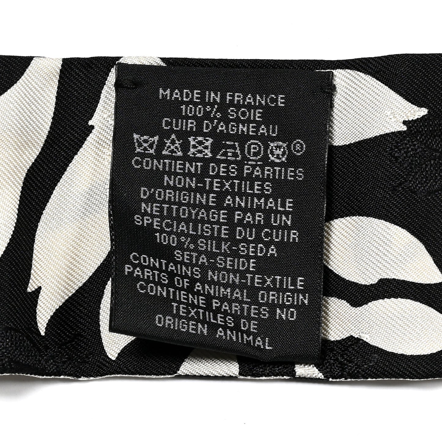 Silk Calfskin Bouquet Final Fringed Twilly Creme Black