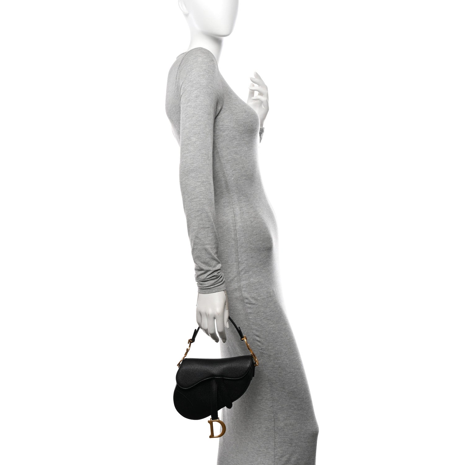Christian Dior Grained Calfskin Mini Saddle Bag Black 2 of 12