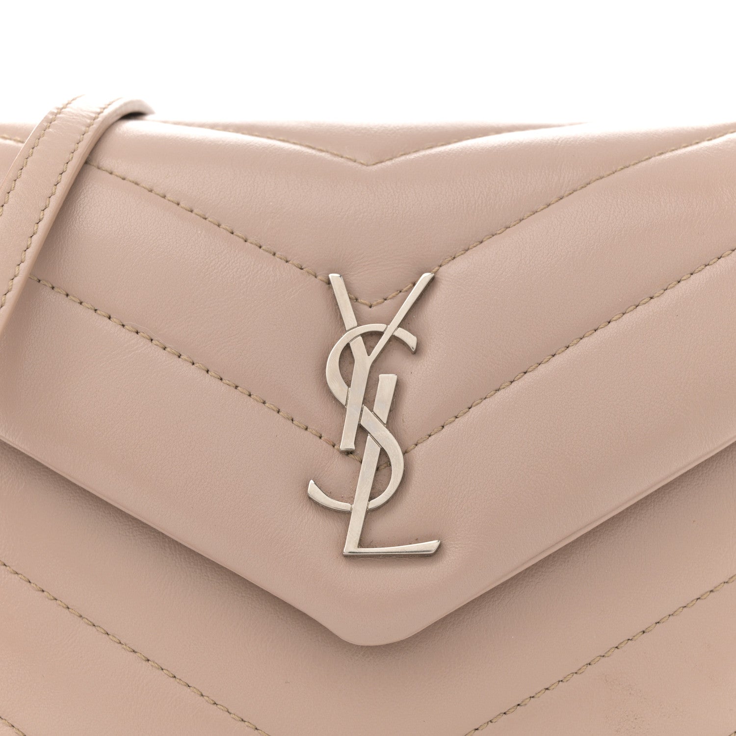 Saint Laurent Calfskin Y Quilted Monogram Toy Loulou Crossbody Bag Light Natural 7 of 12