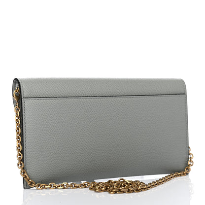 Christian Dior Grained Calfskin Saddle Chain Wallet Pouch Cloud Blue 3 of 7