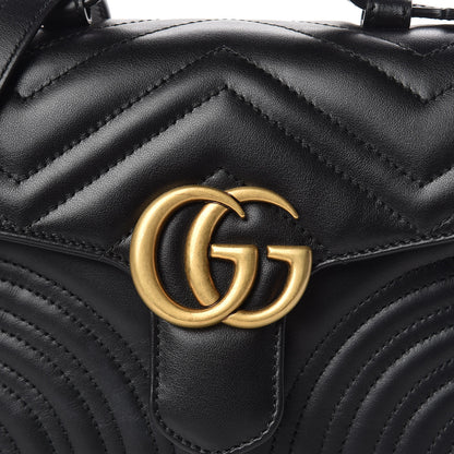 Gucci Calfskin Matelasse Mini GG Marmont Top Handle Shoulder Bag Black 10 of 10
