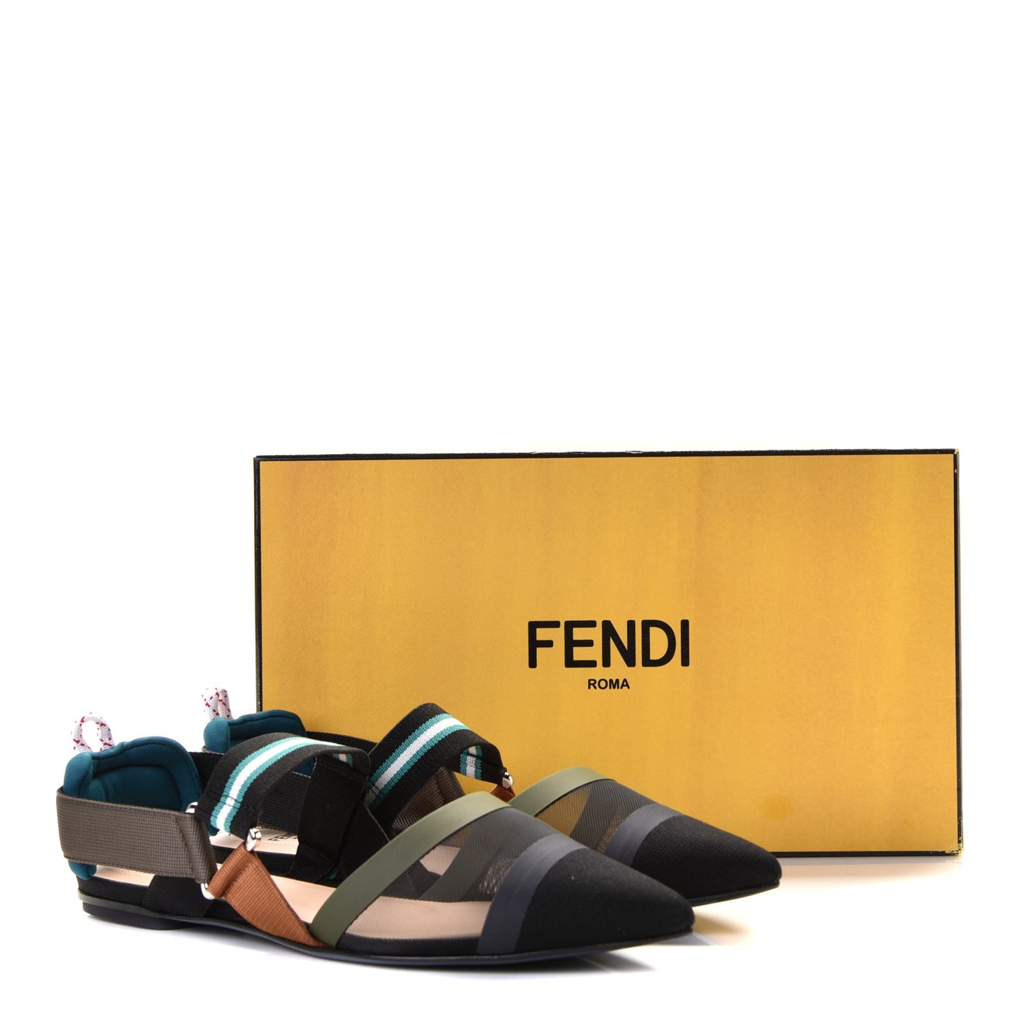 Technical Mesh Colibri Slingback Ballerina Flats 39 Green Multicolor
