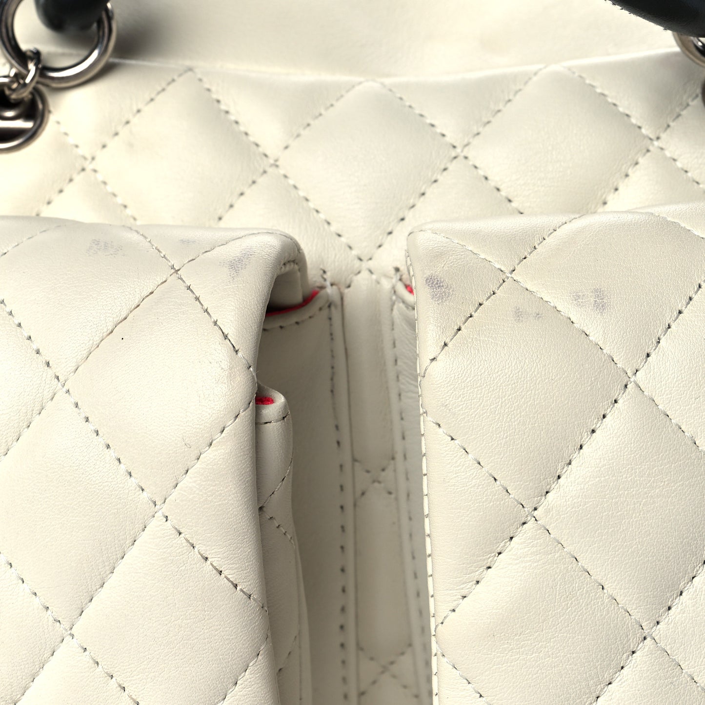 Calfskin Quilted Large Cambon Multipocket Reporter White