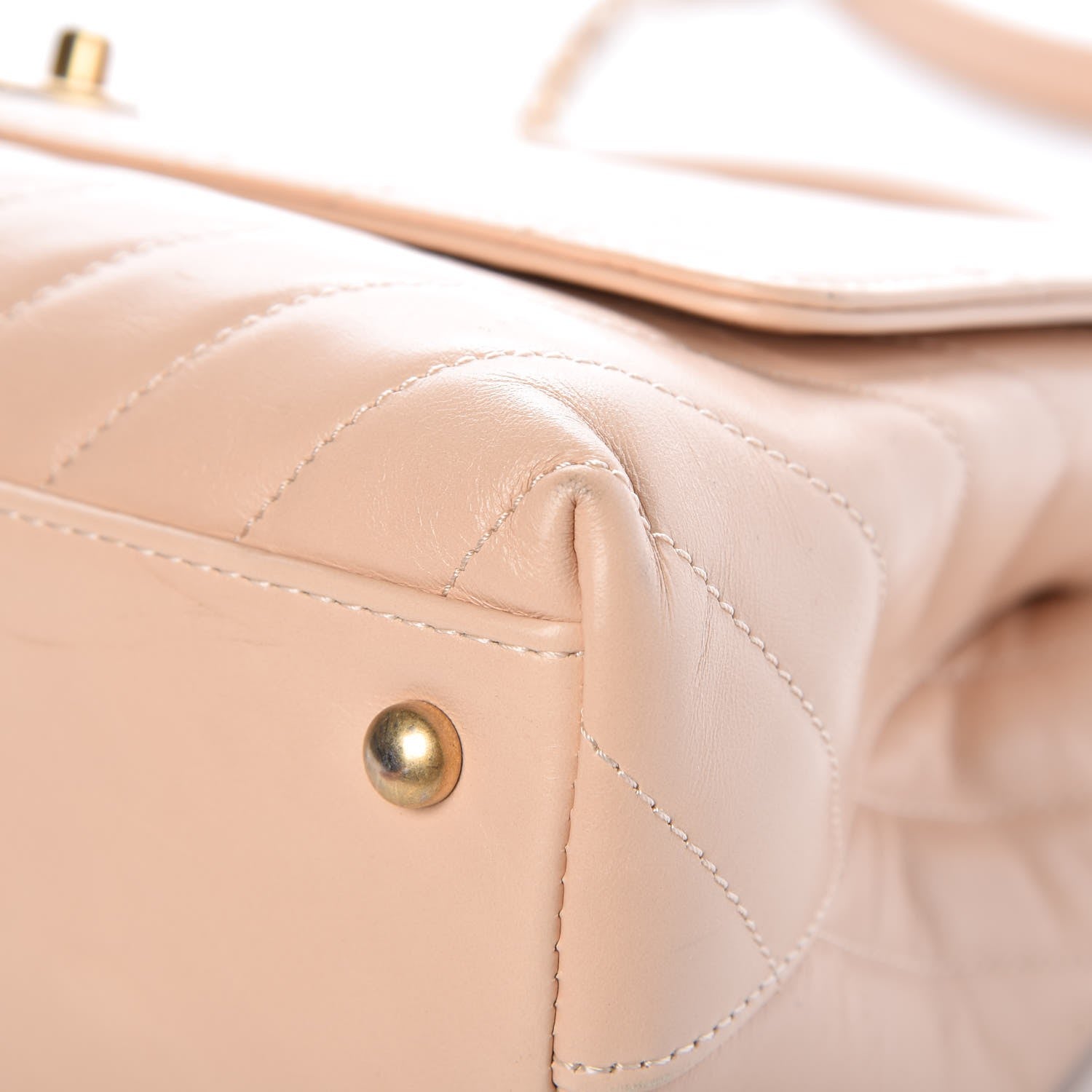 Chanel Calfskin Chevron Quilted Small Coco Handle Flap Light Beige 10 of 13