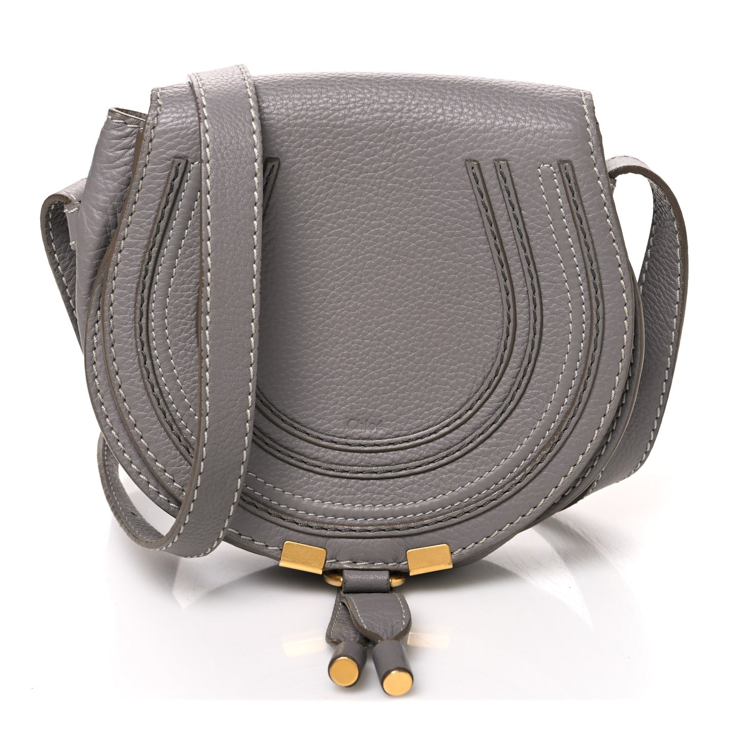 Calfskin Mini Marcie Round Crossbody Bag Cashmere Grey