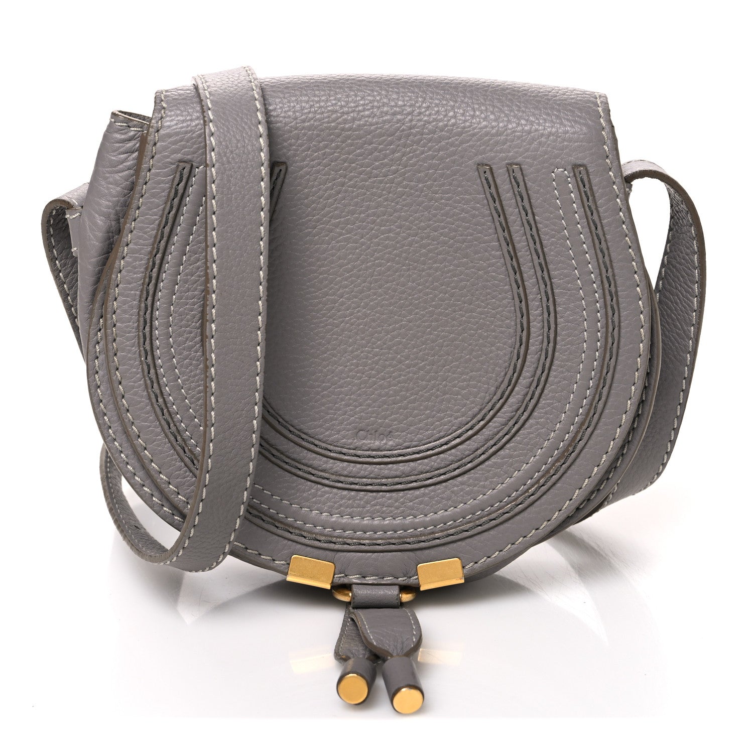 Chloe Calfskin Mini Marcie Round Crossbody Bag Cashmere Grey 1 of 12
