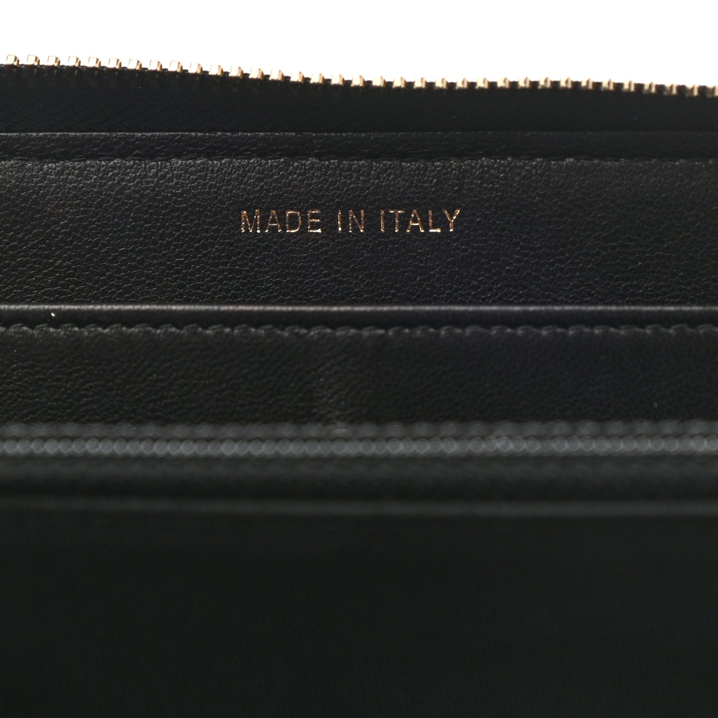Calfskin Chevron Quilted Zip Around Wallet Black