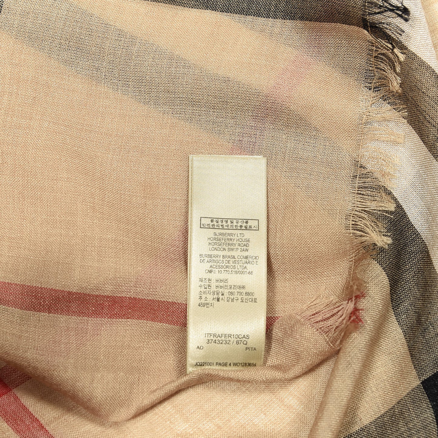 Wool Silk Gauze Giant Check Lightweight Scarf Camel