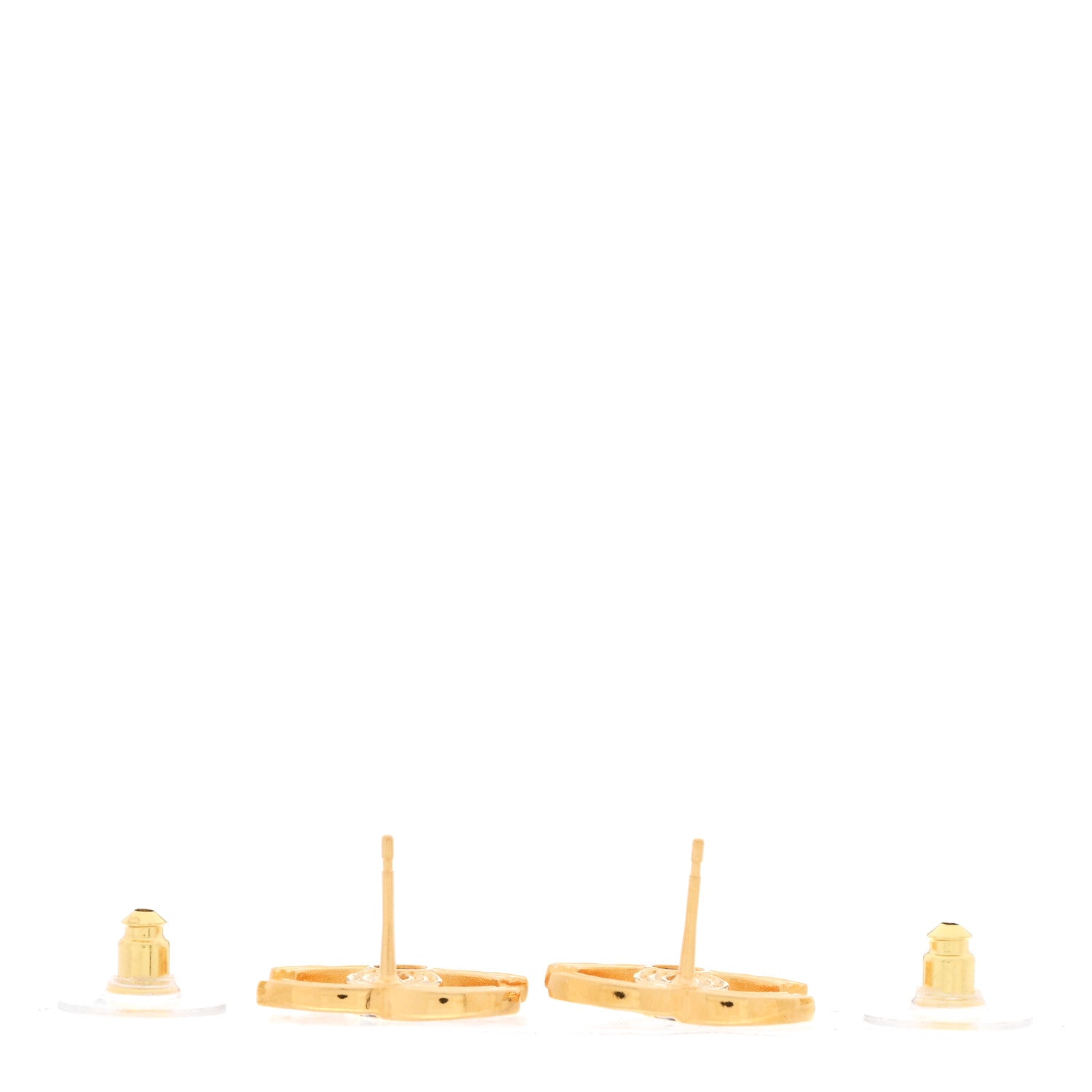 Chanel Metal Enamel CC Earrings Black Gold 3 of 5