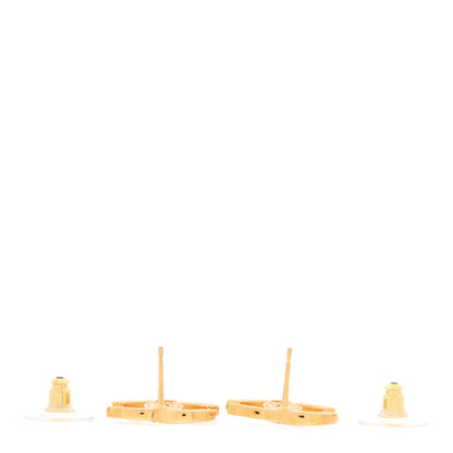 Chanel Metal Enamel CC Earrings Black Gold 3 of 5