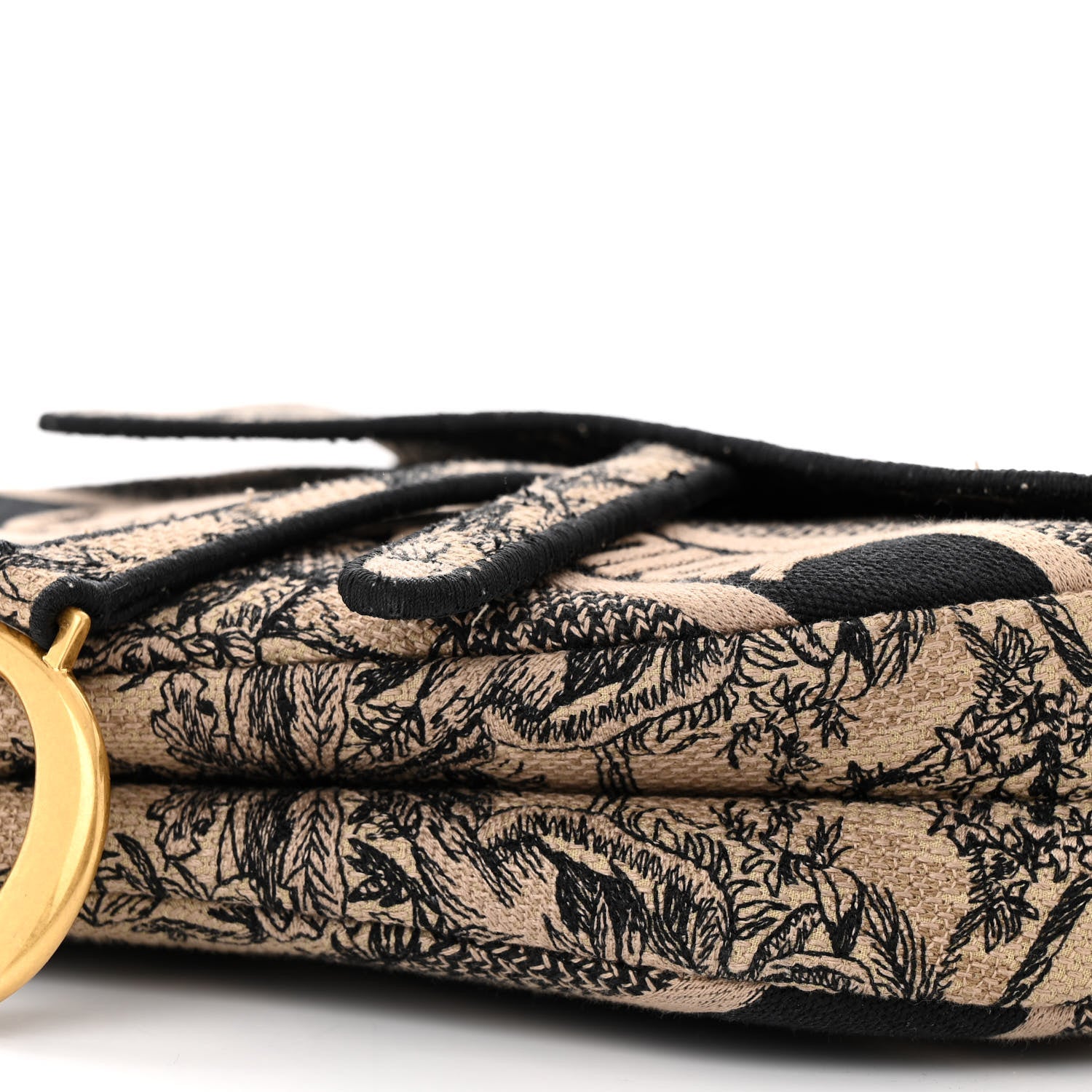 Christian Dior Canvas Embroidered Toile de Jouy Voyage Saddle Bag Beige Multicolor 9 of 9