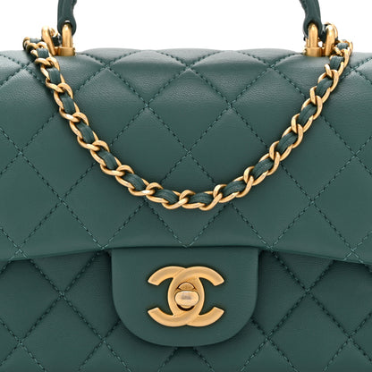 Chanel Lambskin Quilted Mini Top Handle Rectangular Flap Green 8 of 10