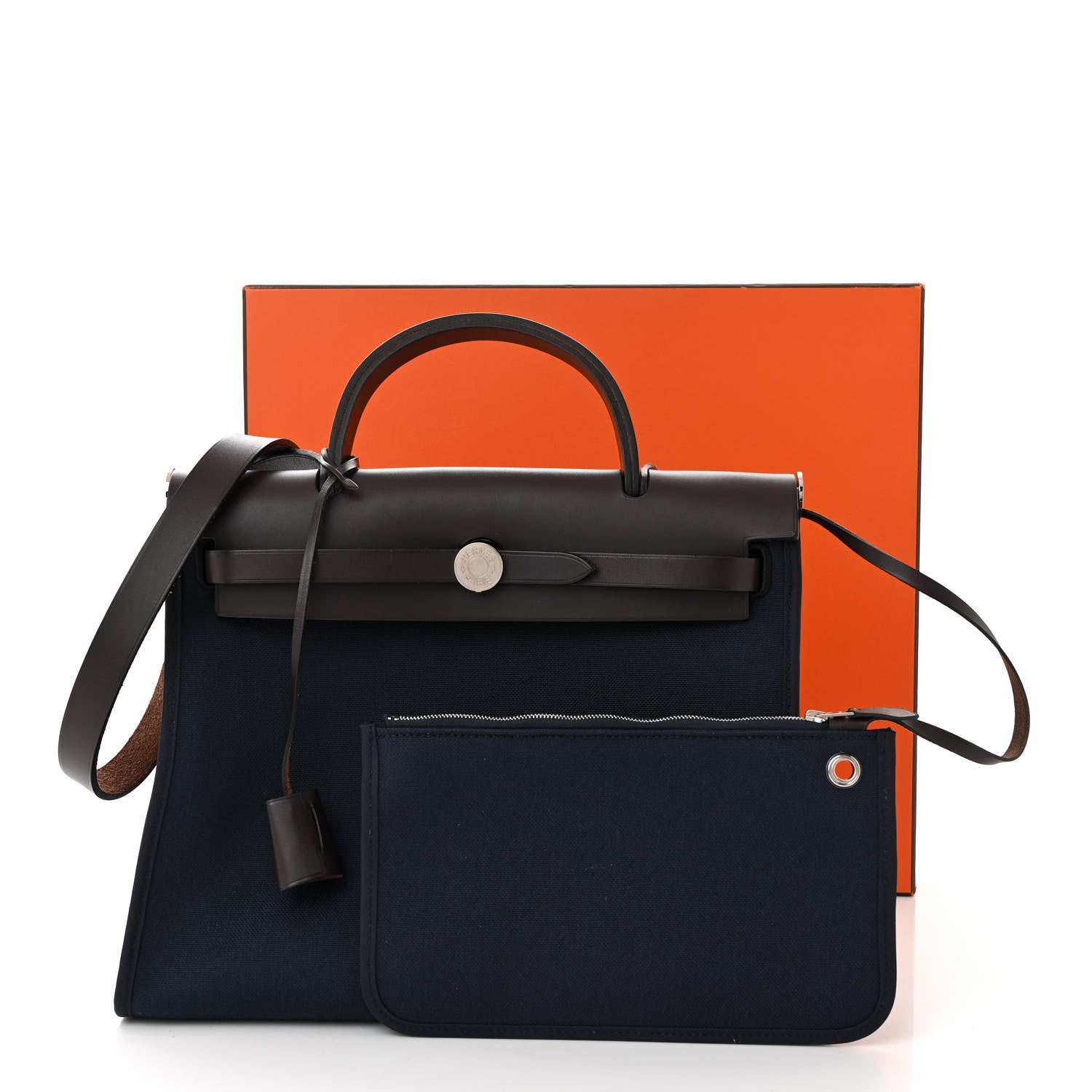 Hermes Toile Vache Hunter Herbag Zip PM Bleu Marine Ebene 12 of 12