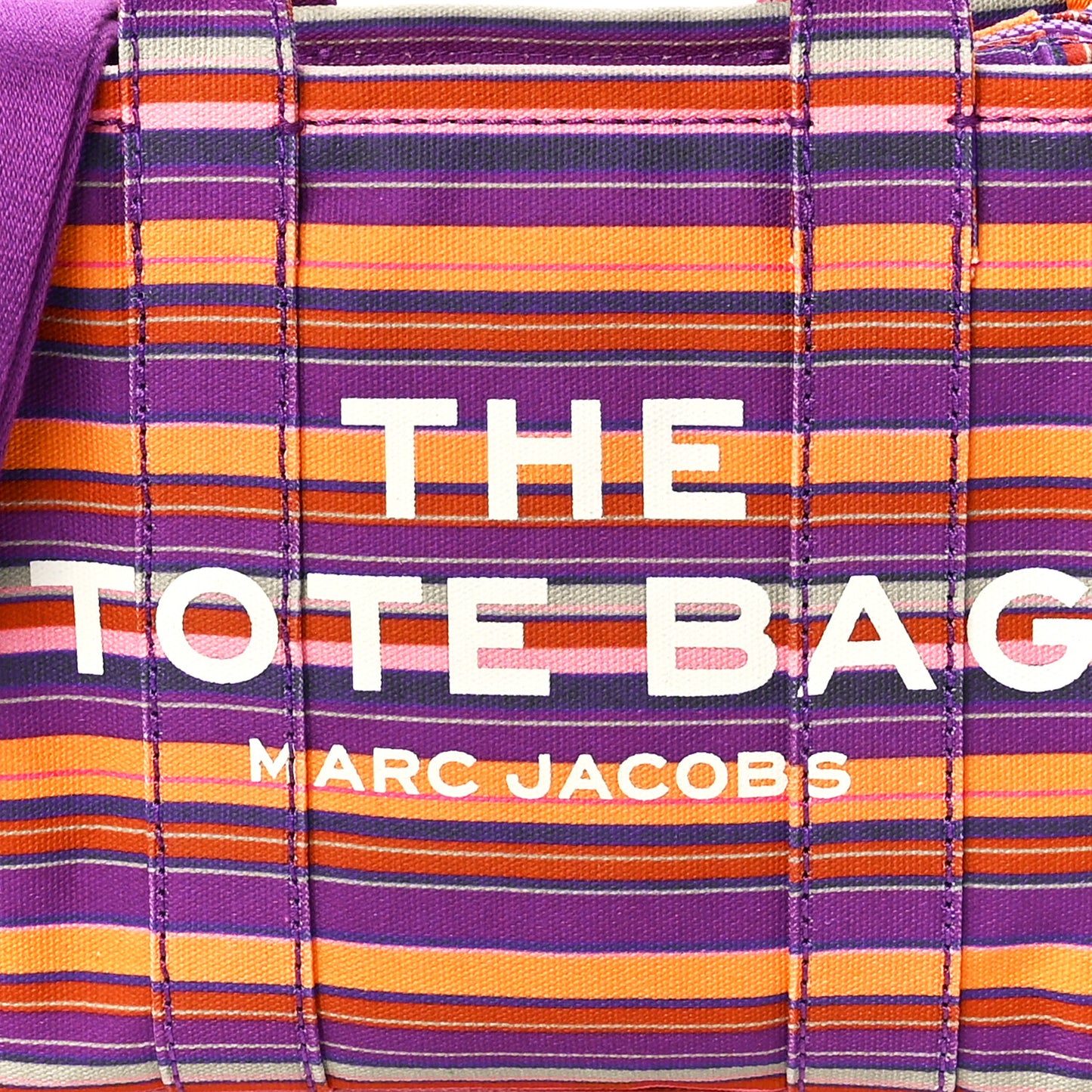 Cotton Canvas Striped Small The Traveler Tote Bag Purple Multicolor