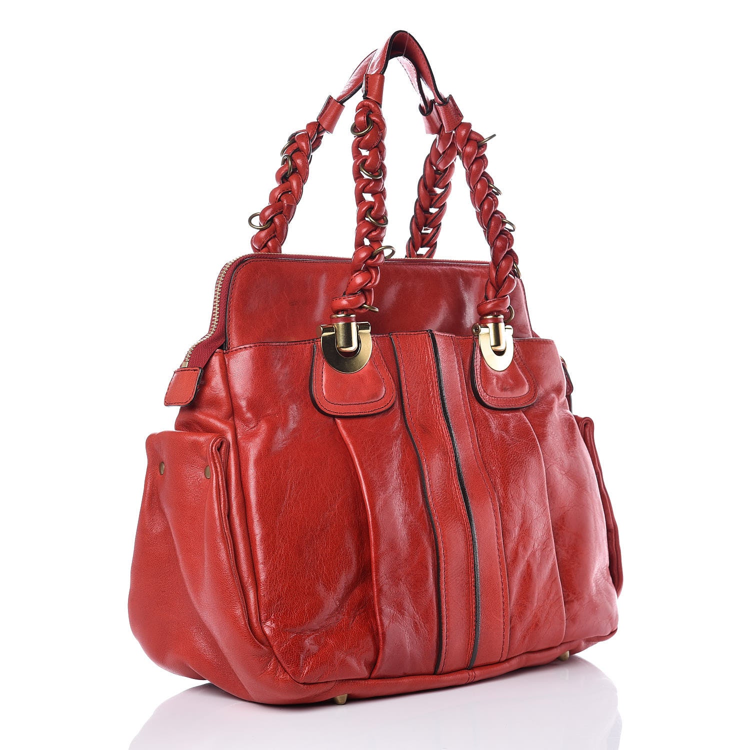 Chloe Lambskin Large Heloise Satchel Vermillion Red 3 of 20