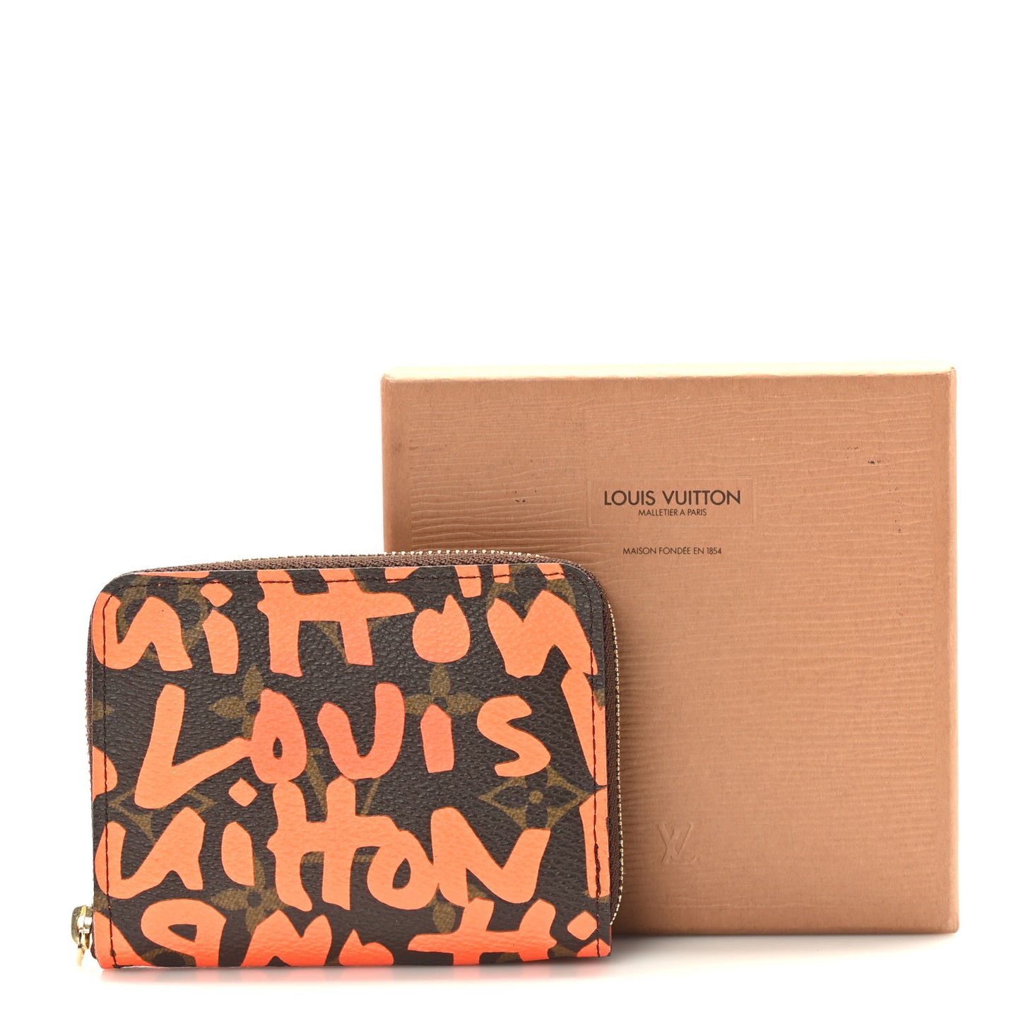 Monogram Graffiti Zippy Coin Purse Wallet Orange