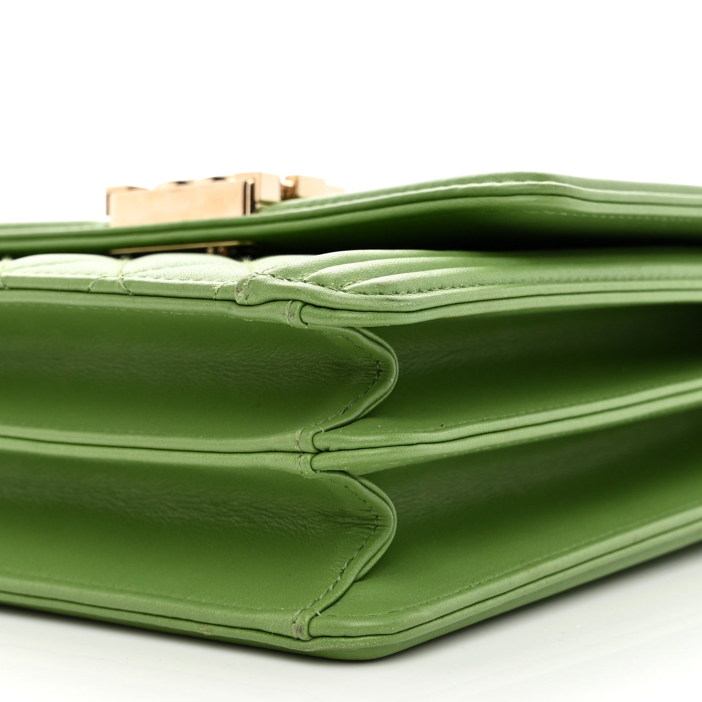Calfskin Quilted North South Boy Flap Green