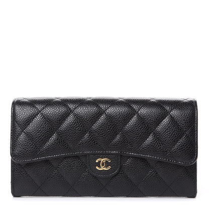 Chanel Caviar Quilted Large Gusset Flap Wallet Black 1 of 11