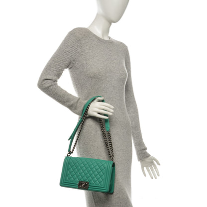 Chanel Calfskin Quilted Medium Boy Flap Green 2 of 9